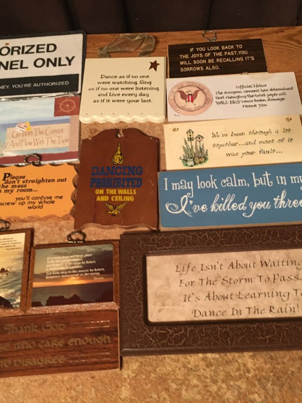 LOT OF 13 WALL DECOR HOUSEHOLD SIGNS PLAGUES FUNNY SAYINGS PAULA'S WOODEN MOTTOS